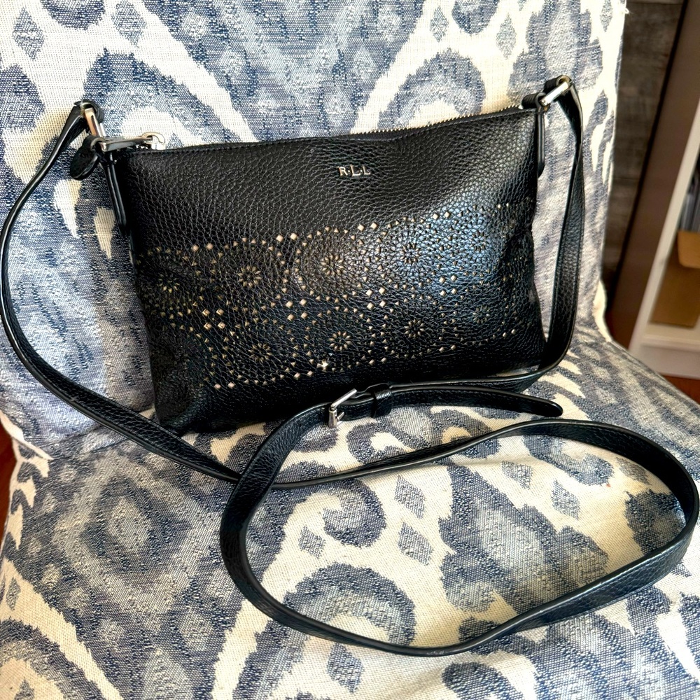 Lauren Ralph Lauren black leather crossbody bag